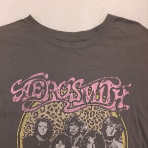 Aerosmith Band Casual Crew Neck Graphic T-Shirt Adult Mens Size Large L Gray